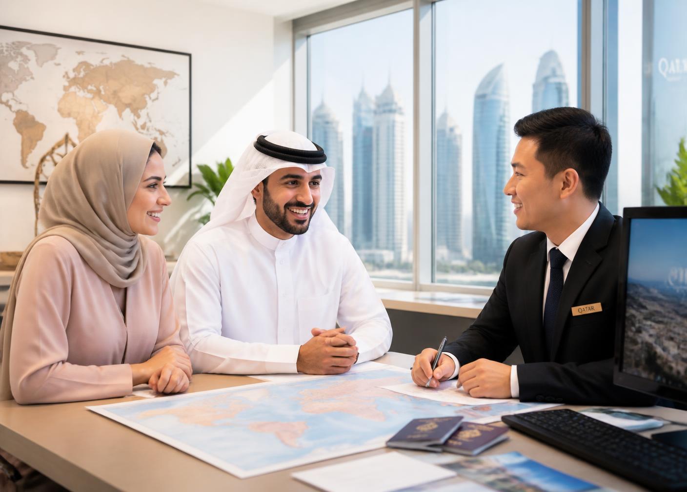 Link Travel consultants meeting clients in the Doha office