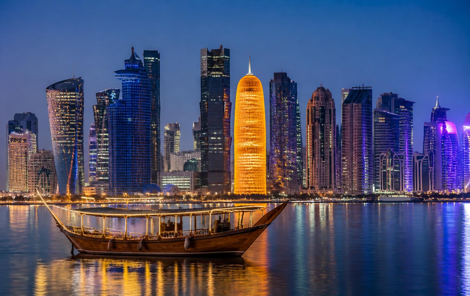 Doha skyline at blue hour